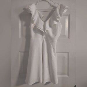 Lulu's White Ruffled Skater Dress